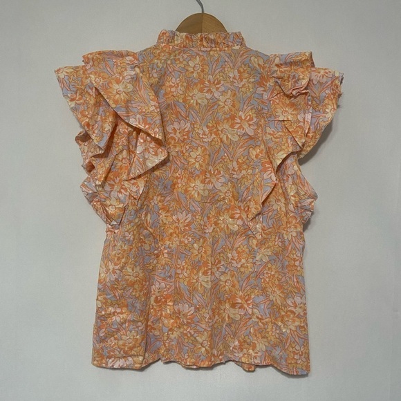 Olivacious LIKE NEW Athena ruffle sleeve pleated feminine tassel blouse M - Picture 6 of 7